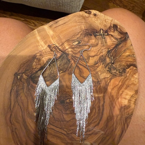 Elegant Silver  Fringe Earrings - Picture 3 of 5